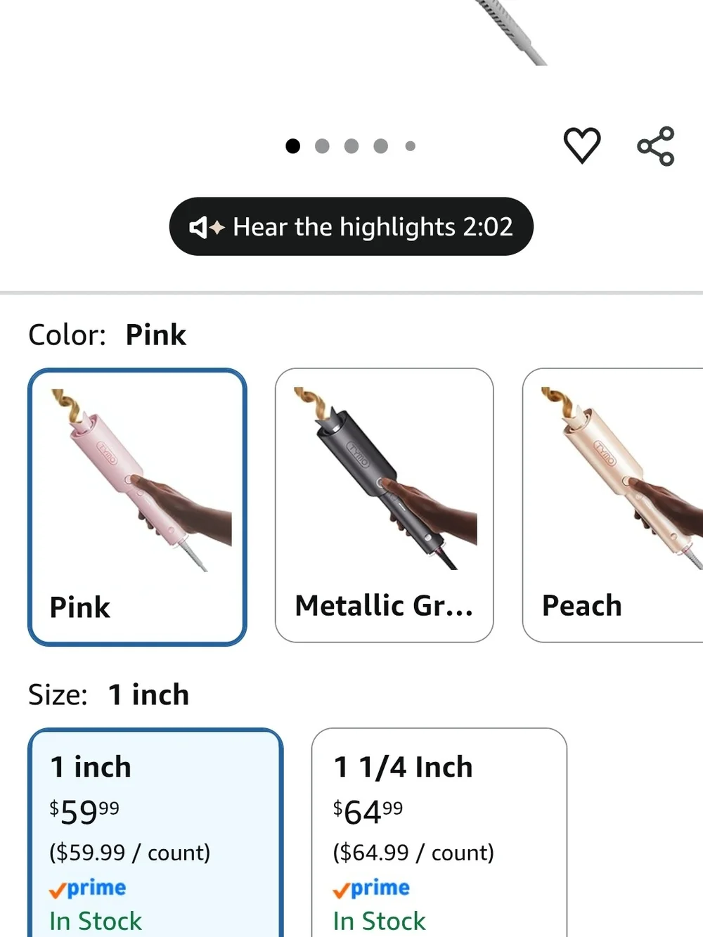 TYMO Pink Automatic Rotating Curling Iron - 1 Inch